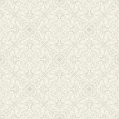 Elegant seamless ornamental pattern with intricate hand drawn line art. EPS Editable