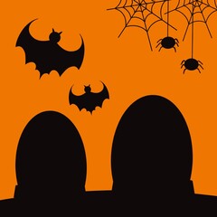 halloween background with bats and spiders