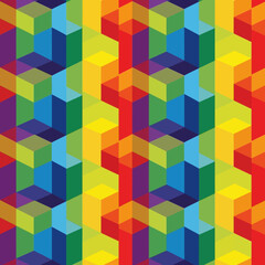 Vibrant Rainbow Colored Cubes Geometric Pattern Background. EPS Editable