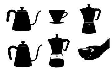 Cafécore at Home: A Vector Silhouette Set of Coffee Making Equipment