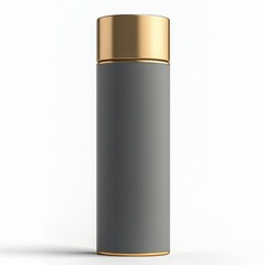 Elegant Grey Bottle with Gold Cap for Cosmetic or Fragrance Use