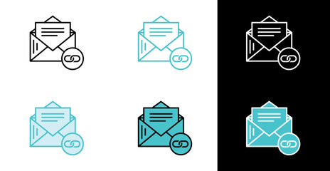Mail Message with Hyperlink icon for online document delivery in line and fill style