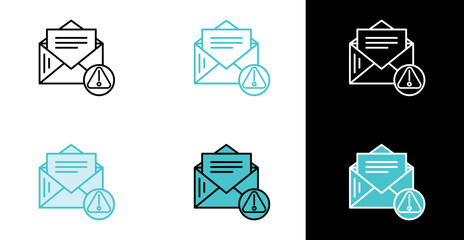 Open Envelope with Exclamation Mark symbol icon for email alert and warning in line and fill style