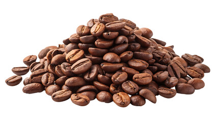 Roasted Coffee Beans Pile Isolated on Black Background Aromatic and Rich Texture Perfect for Coffee Lovers and Beverage Enthusiasts