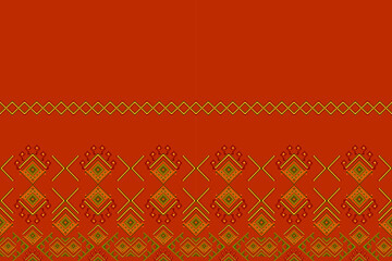Ikat ethnic abstract geometric embroidery knitting element seamless on yellow background pattern. Native decorative design for fabric, fashion, texture, wallpaper, border, line, lace, decoration