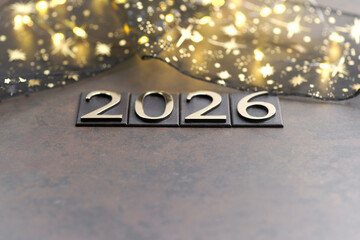 Happy New Year. Symbol from number 2026 on abstract background