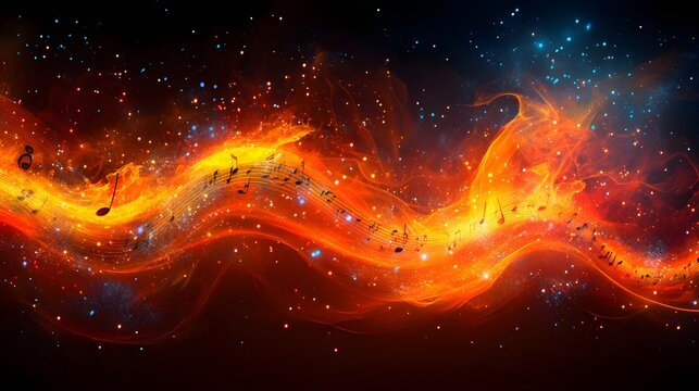 Rock music poster background with musical notes, for concert promotion, album covers, band branding, punk design, street art and music-themed visuals