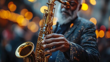 Obraz premium saxophone player on stage
