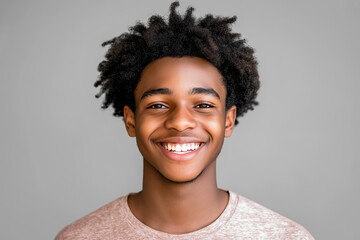 Portrait of happy american teenager on transparent background