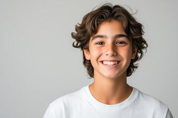 Portrait of happy american teenager on transparent background
