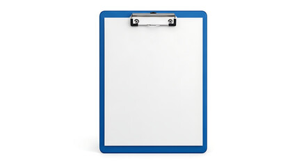 blue clipboard with white paper isolated on transparent background