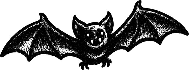 Flying bat with open wings silhouette isolated on transparent background