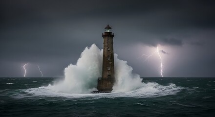 Stormy Seas and a Lighthouse.