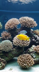 Obraz premium Colorful Fish in Coral Reef Aquarium.