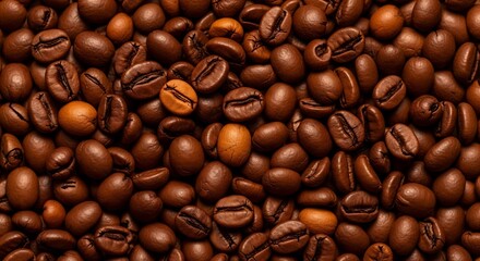Fototapeta premium Roasted coffee beans background, aromatic and flavorful, perfect for coffee lovers
