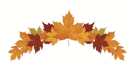 Decorative Vector Border with Autumn Maple Leaves in Natural Fall Colors