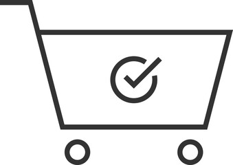 Shopping cart icon with checkmark approval