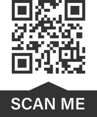 QR code label with upward-pointed scan banner