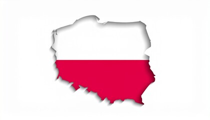 Fototapeta premium The flag of Poland filling the map outline of Poland minimal flat vector style isolated on white background 