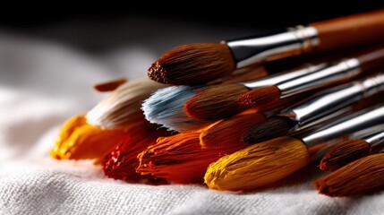 A stunning collection of paintbrushes in vibrant colors captures the spirit of creativity, showcasing various brush tips ready for artistic expression and invention.