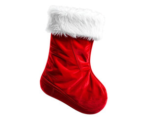 Traditional Red and White Christmas Stocking PNG