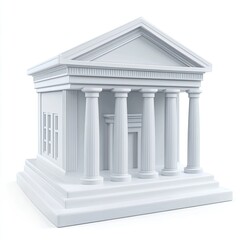 Obraz premium A stylized, 3D model of an ancient Greek-style temple, white, isolated on a plain background