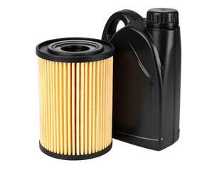 Two Car Oil Filters with Engine Oil Bottle PNG