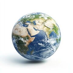 Detailed 3D model of Earth, showing continents, oceans, and atmosphere