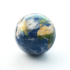 Earth globe, detailed, realistic, on white