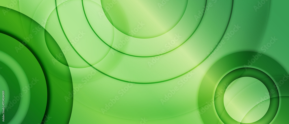 Wall mural abstract circle papercut layer gradient green background