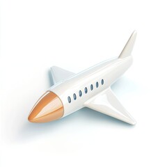 Fototapeta premium Stylized, light-beige airplane icon, peach-toned nose