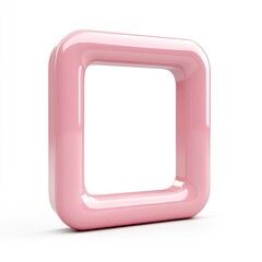 Pink square frame, 3D render.  Glossy, rounded edges.  Empty, white interior.  Isolated on white background