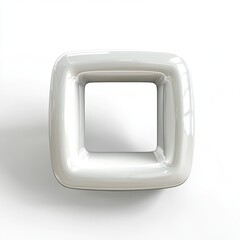 Hollow, rounded square shape, light gray, 3D,  isolated