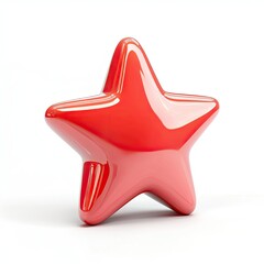 Red glossy star icon against white background