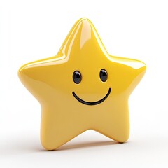 A cheerful, yellow star emoticon.  Glossy, 3D rendered