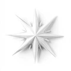 A pristine, 3D rendered, white star design, radiating from a central point