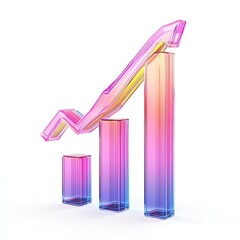 Colorful, 3D bar graph with gradient, rising trend