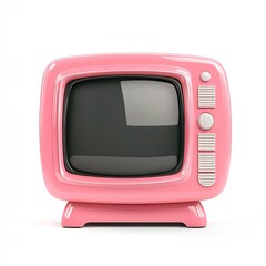 Retro pink television, glossy finish, simple design