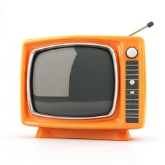 Retro orange TV on white background (1)