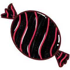 Halloween candy. Halloween festival cartoon. Black candy. Sweet dessert illustration.