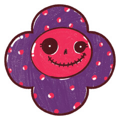 ghost face flower .Flower cartoon. Halloween flower illustration. Halloween card decoration elements.