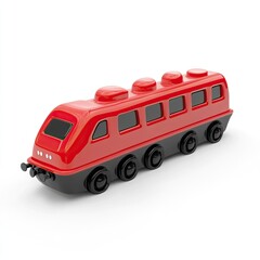 Red toy train, simple design, smooth surfaces