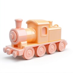 Pastel-colored toy train, light peach