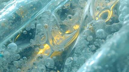 Abstract Biogel Texture Background with Bright Yellow Translucent Bubble Structure