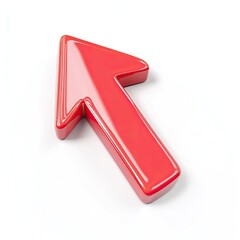 A glossy, red arrow pointing upward against a white background.  The arrow has a three-dimensional,  rounded appearance