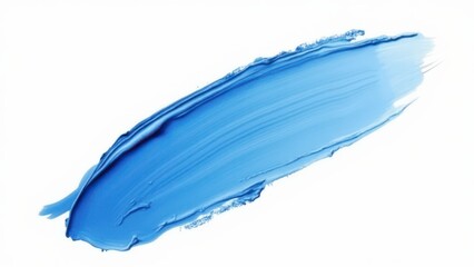 Blue mascara stroke sample. Artistic cosmetic mascara streak on  white background