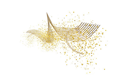 Luxury Golden Wave with Sparkling Glitter Particles – Elegant Abstract Design on Transparent Background