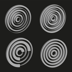 Abstract spiral patterns. Dynamic line shapes. Swirl motion Vector. Optical illusion illustration.