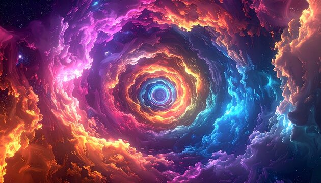 Vibrant swirling clouds tunnel - Powered by Adobe