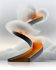 Ascend to new heights with this captivating staircase design, leading towards limitless possibilities in a modern, ethereal dreamscape